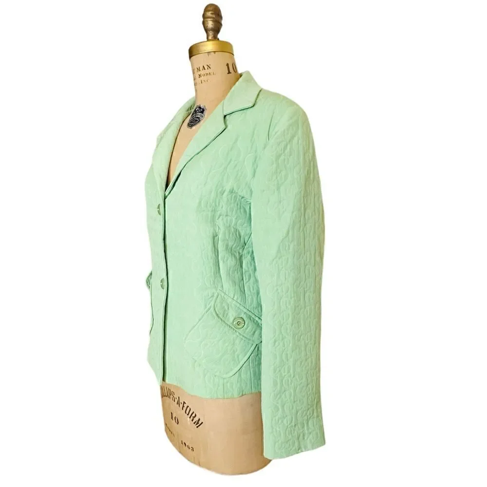 Vintage Mint Green Sag Harbor Quilt stitched  Blazer
